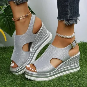 2024 New Summer Women's Sandals Fashion All-match Wedge Heel Women Casual Open Toe Sandals Roman Platform Women's Shoes