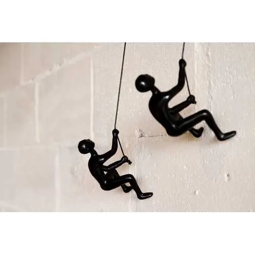 6" x 3" x 3" Resin Black 2 Pack Climbing Man