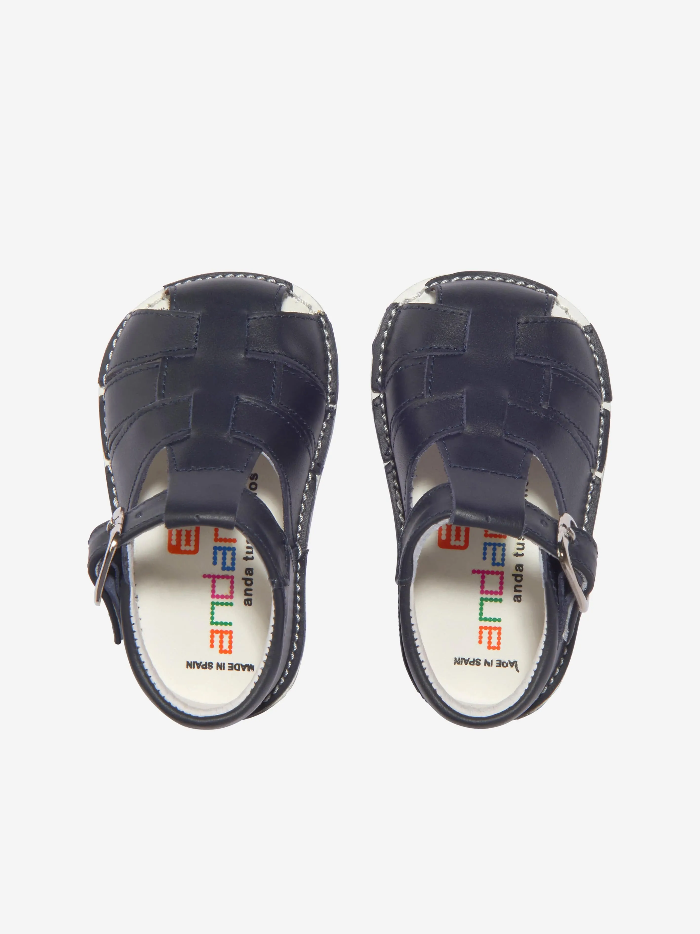 Andanines Baby Boys Leather Sandals in Navy