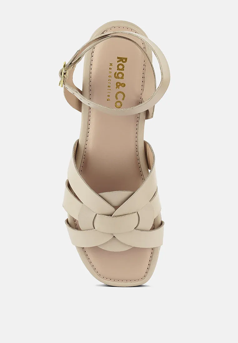 ASHTON Beige Flat Ankle Strap Sandals