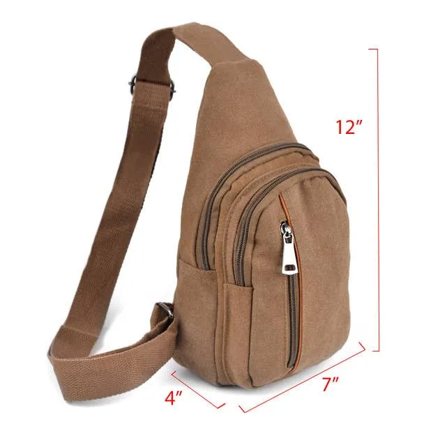 Crossbody Canvas Sling Backpack with Adjustable Strap