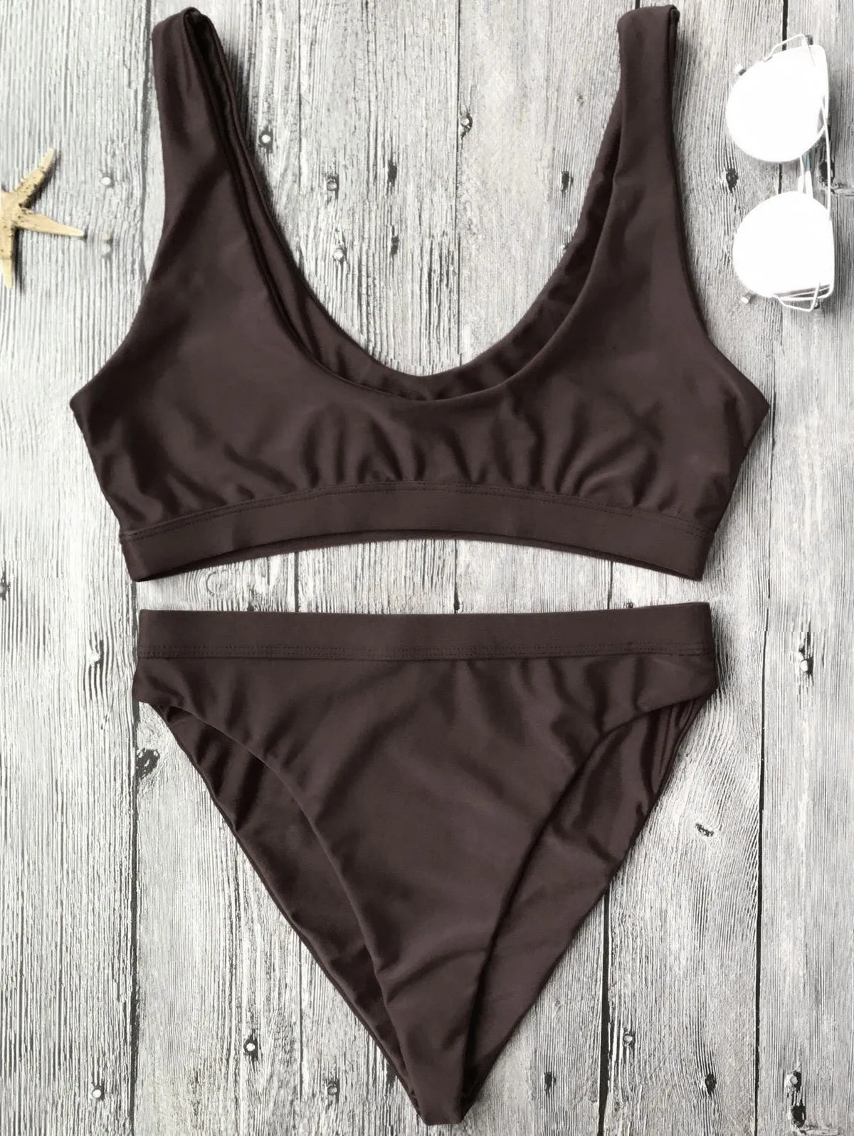 High Cut Scoop Front Bikini Set