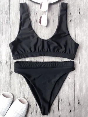 High Cut Scoop Front Bikini Set