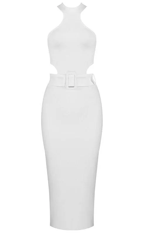 Isabella Bandage Midi Dress - Pearl White