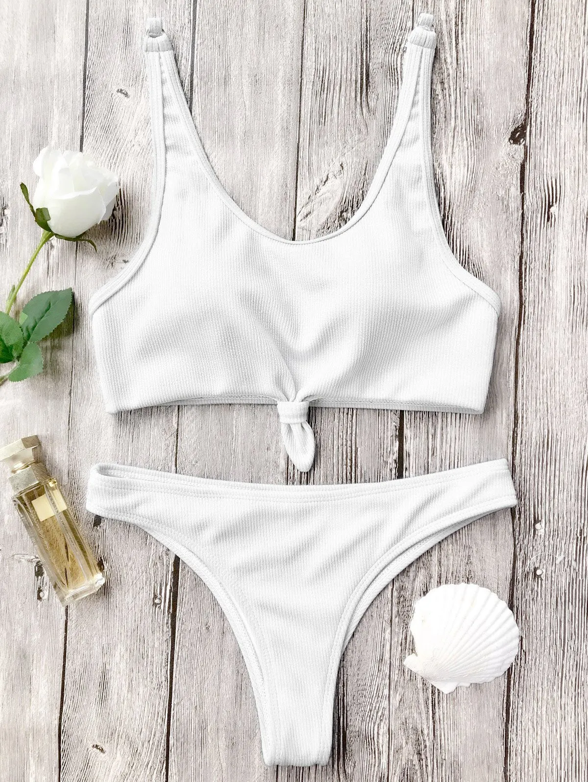 Knotted Bralette High Cut Bikini Set