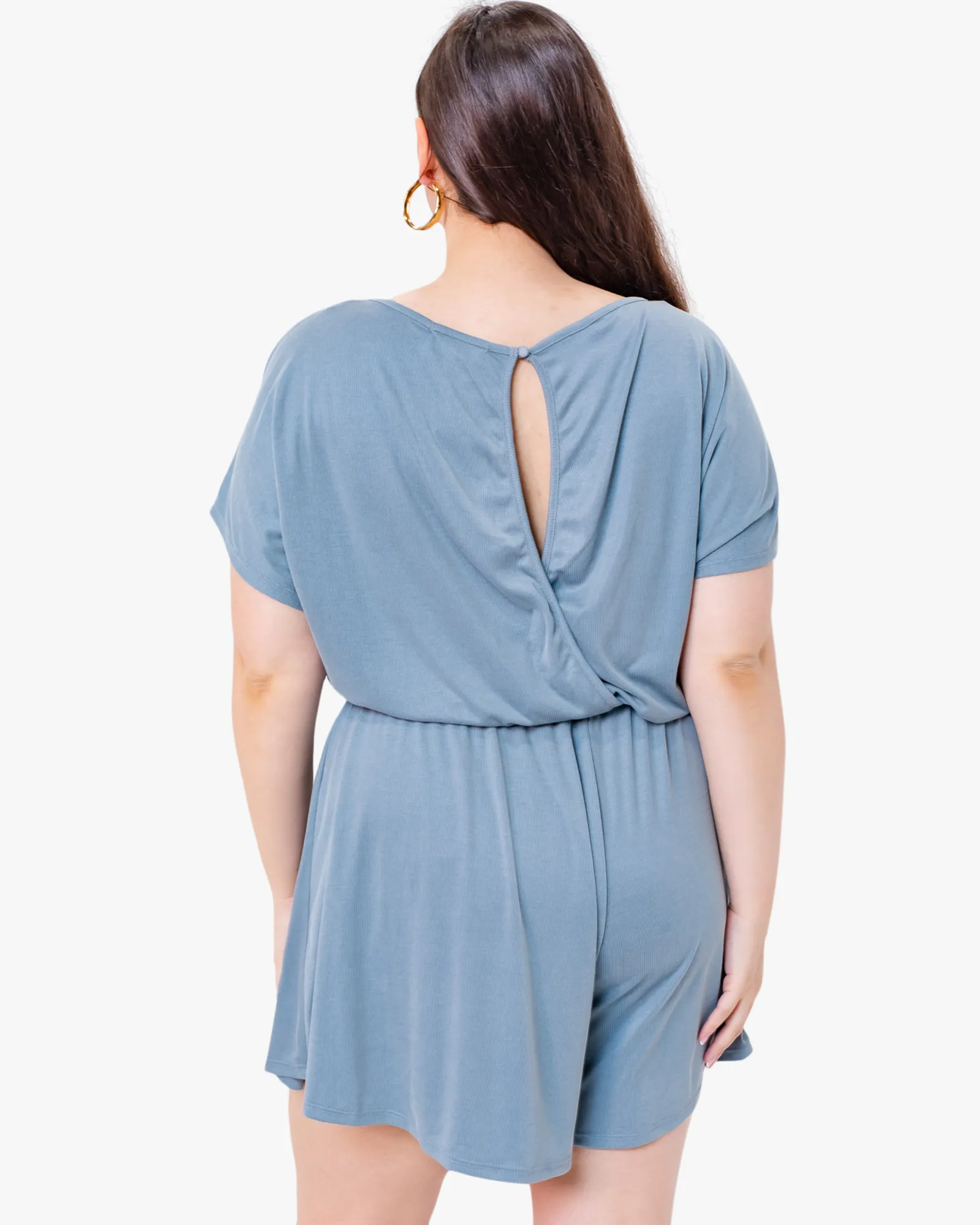 Melina Short-Sleeved Romper | Light Blue