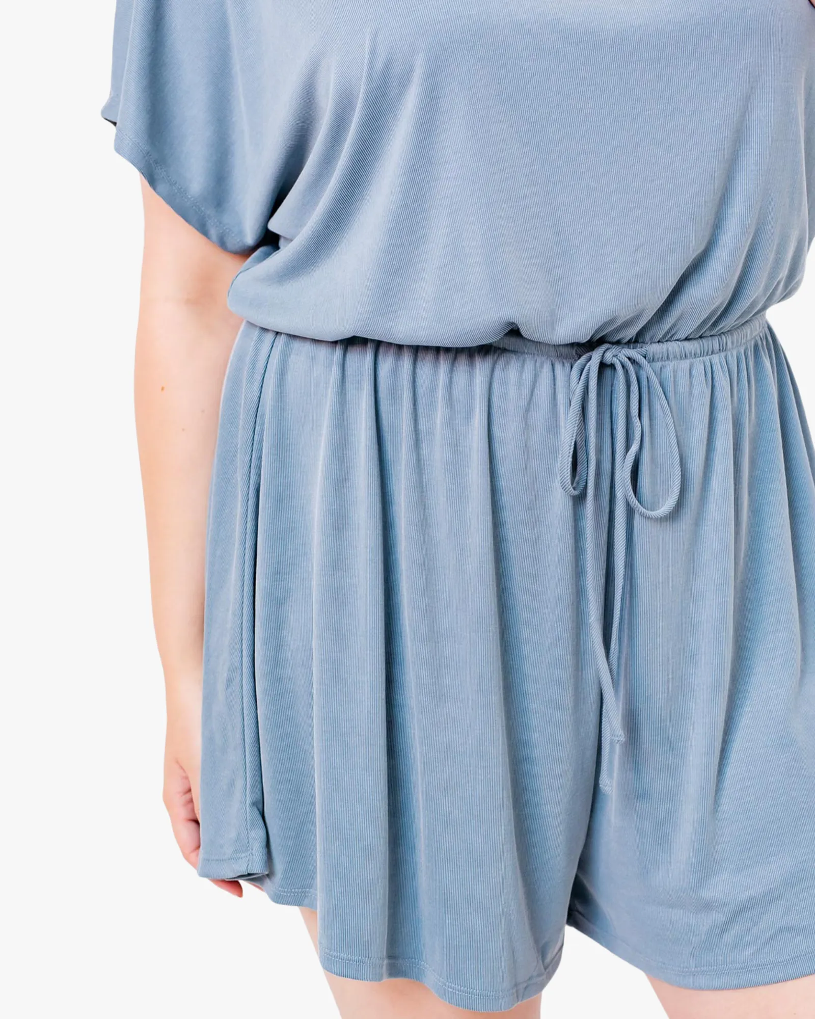 Melina Short-Sleeved Romper | Light Blue