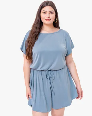 Melina Short-Sleeved Romper | Light Blue