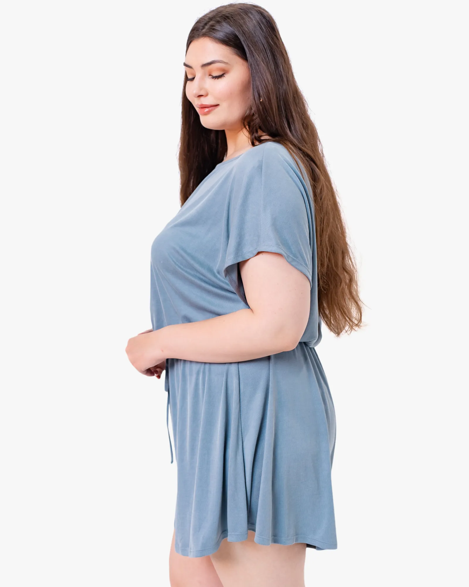 Melina Short-Sleeved Romper | Light Blue