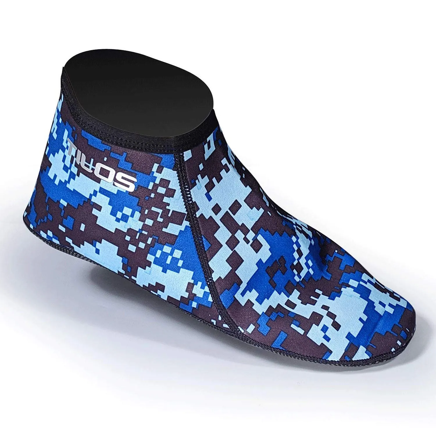 Open Box Tilos 3mm Neoprene Low Top Fin Socks-Digital Blue-LG