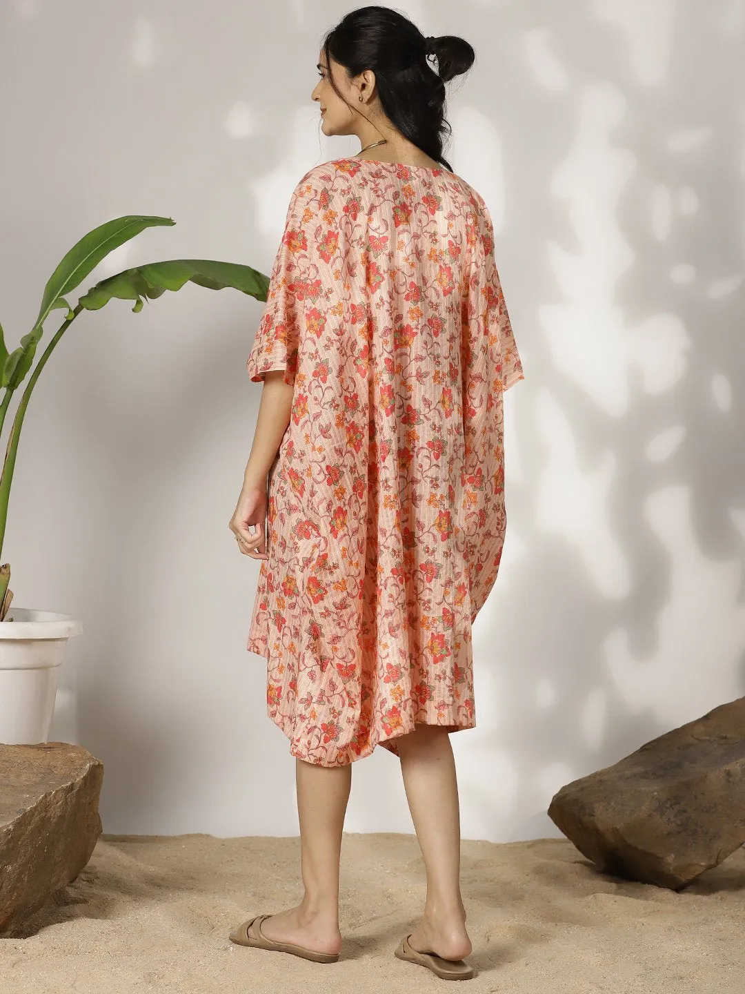 PeachFloral Cotton LoungeDress