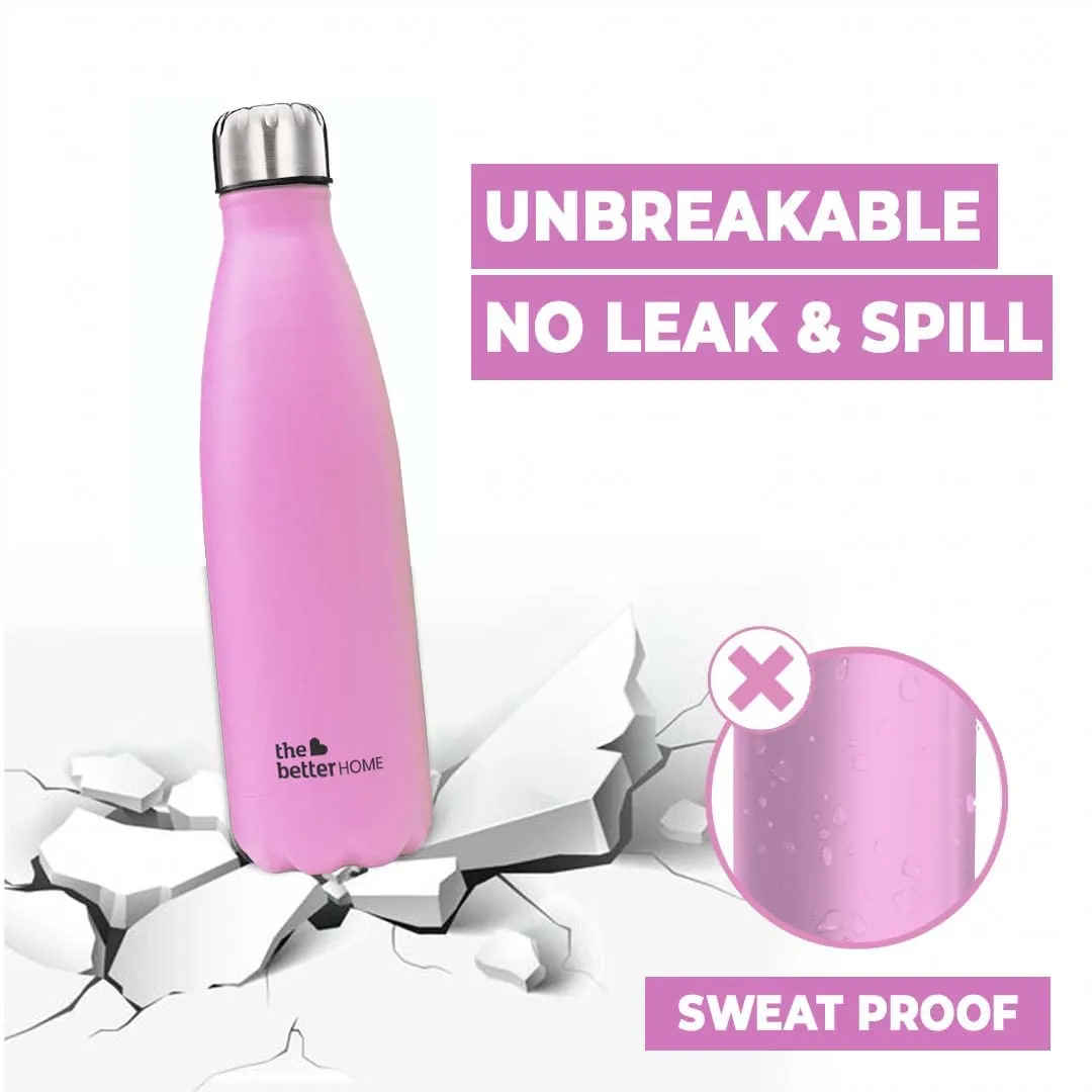 The Better Home 500 ml Thermosteel Bottle | Doubled Wall 304 Stainless Steel | Stays Hot For 18 Hrs & Cold For 24 Hrs | Rustproof & Leakproof | Insulated Water Bottles for Office, Travel | Pink