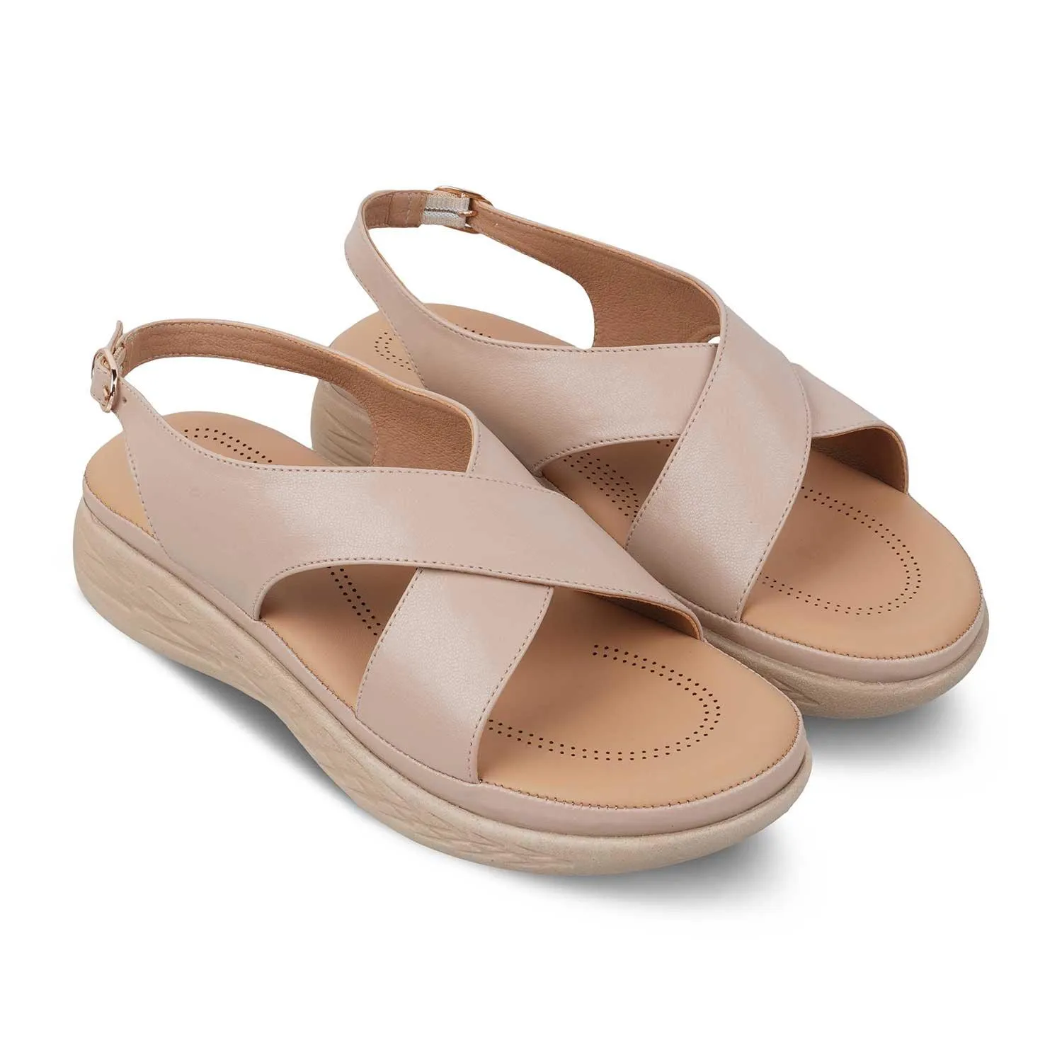 The Havit Beige Women's Casual Wedge Sandals Tresmode