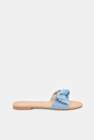 Women Blue Denim Bow Mule