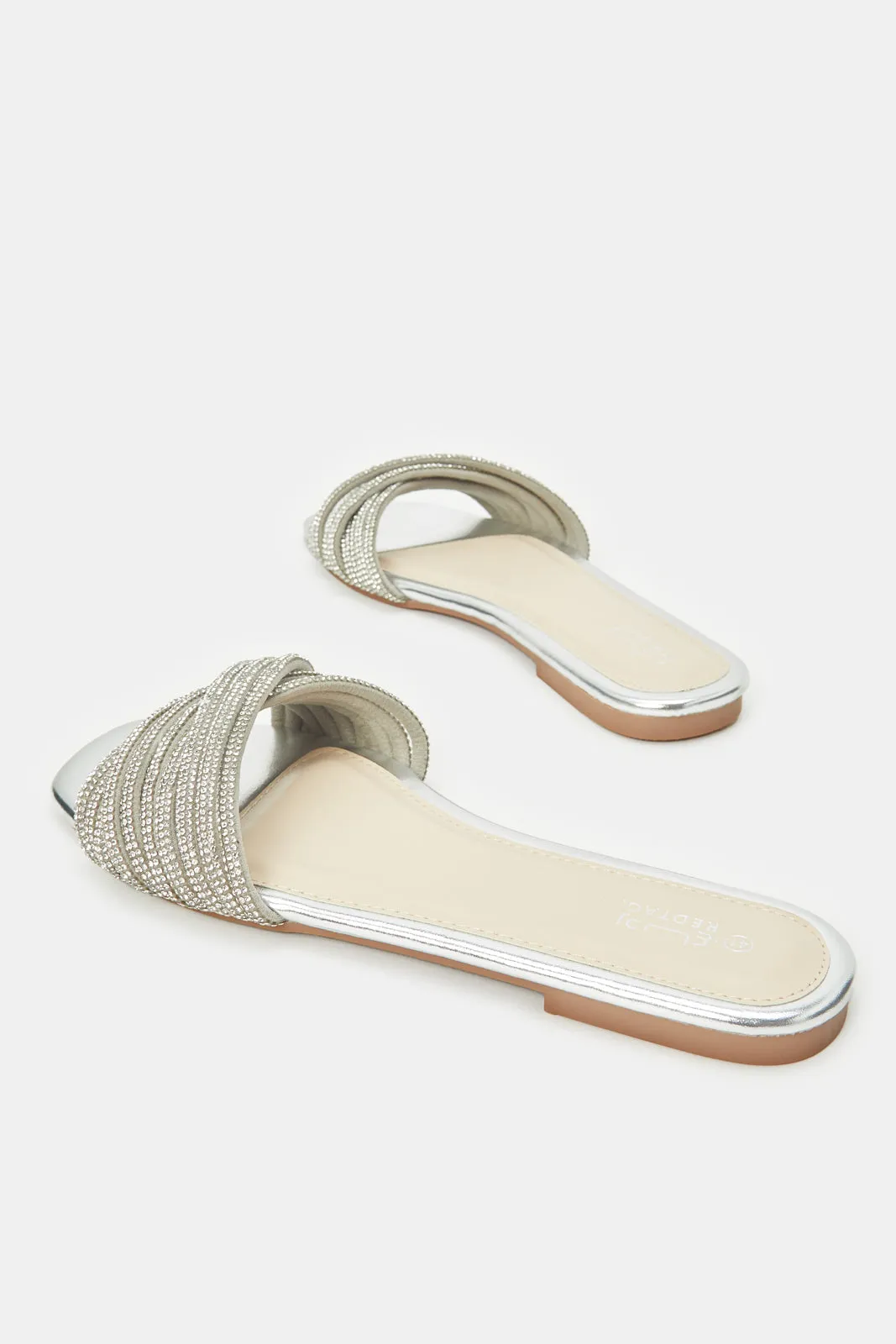 Women Silver Textured Sandal