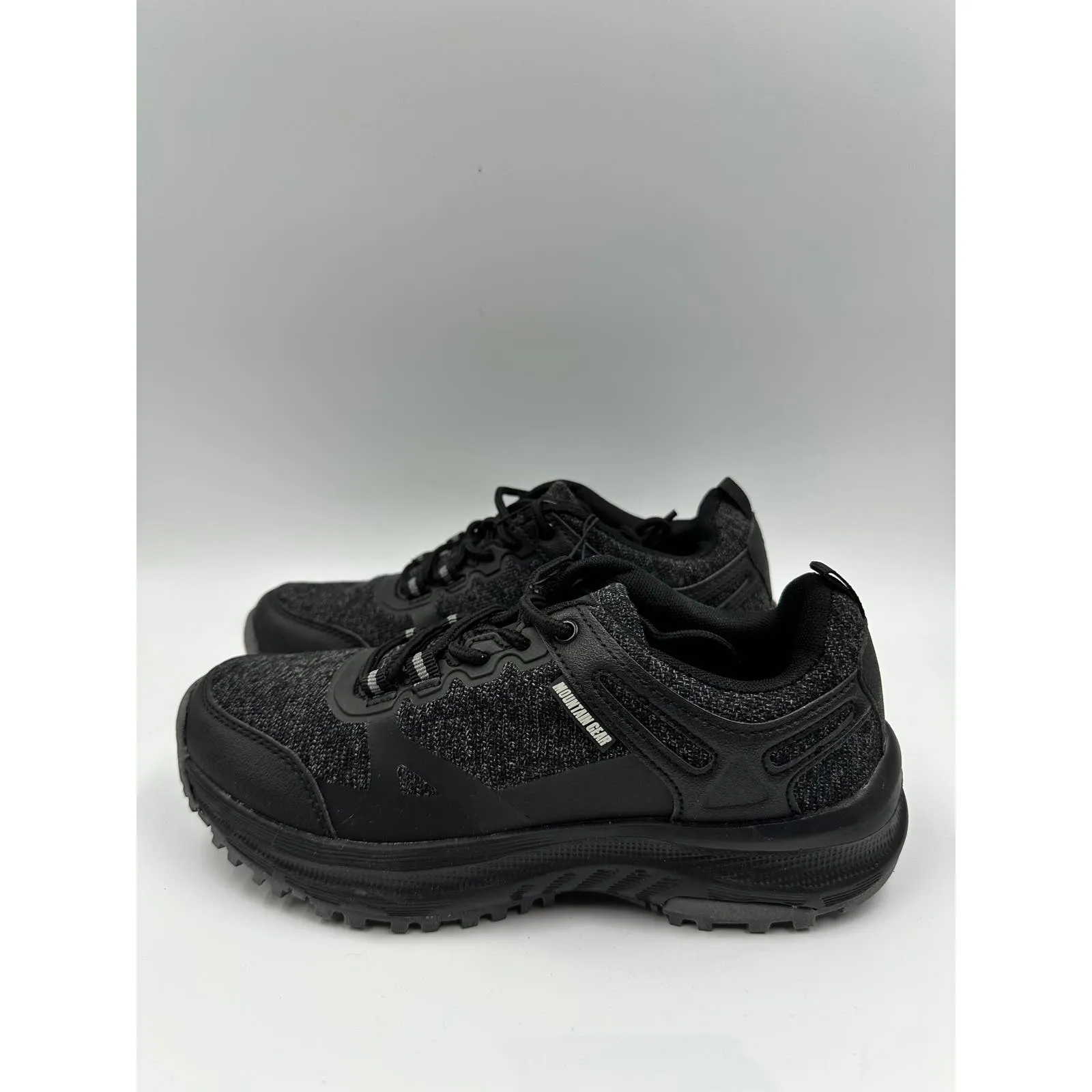 Women's Size 6, Black Low Top Hikers with Rugged Tread and Gray Accents